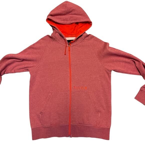 Nixon Red Unisex Zipper Front Cotton Blend Hoodie Size Medium - Picture 5 of 7
